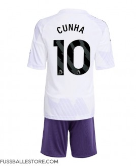 Günstige Manchester United Matheus Cunha #10 Auswärts Trikotsatzt Kinder 2025-26 Kurzarm (+ Kurze Hosen)